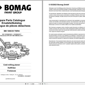 Bomag Cold Milling Planer BM 1000 35 TIER4 Spare Parts Catalog 2015 2017 EN DE FR (1)