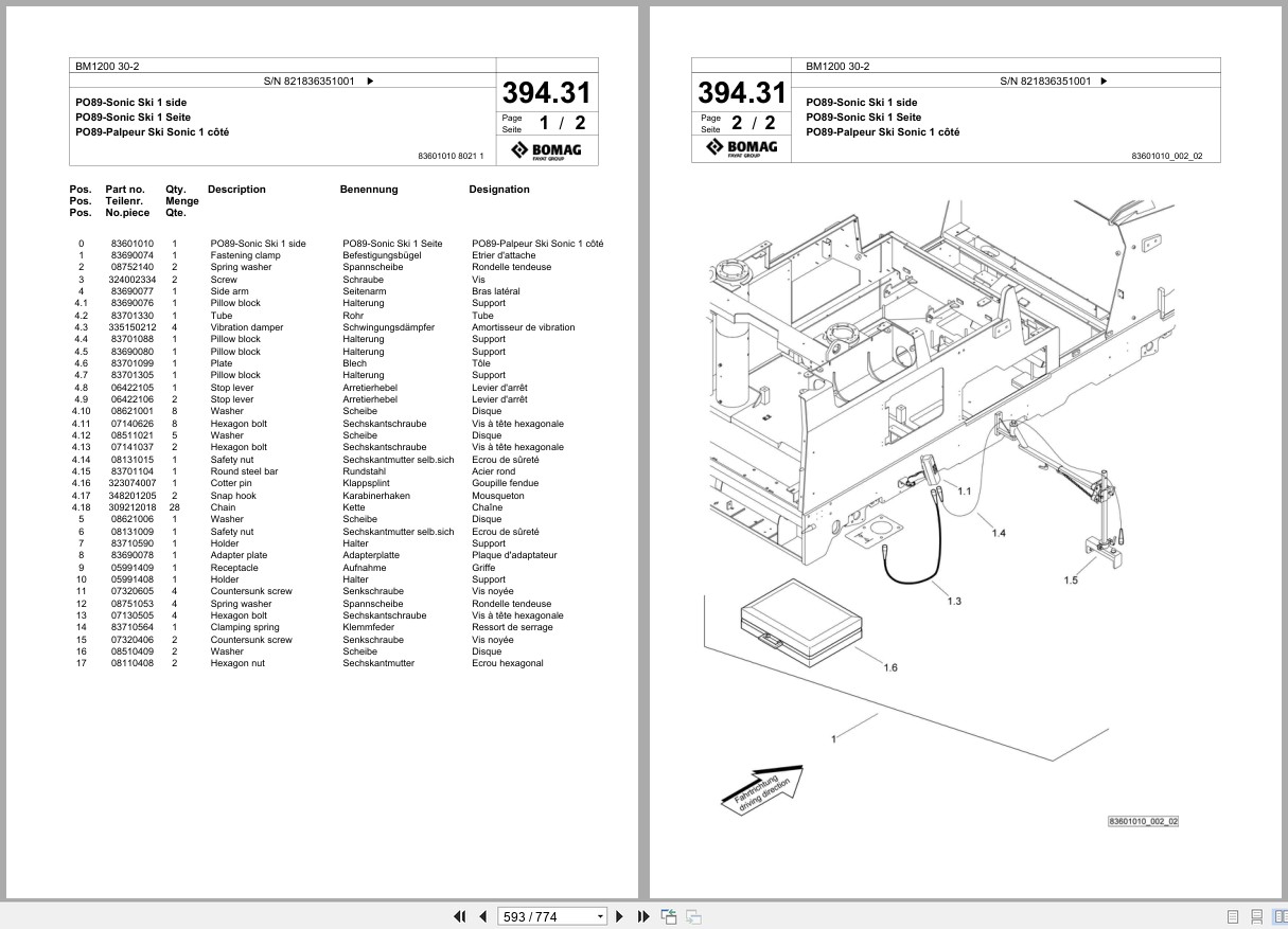Bomag Cold Milling Planer BM 1200 30 2 Spare Parts Catalog 2011 2013 EN DE FR (2)