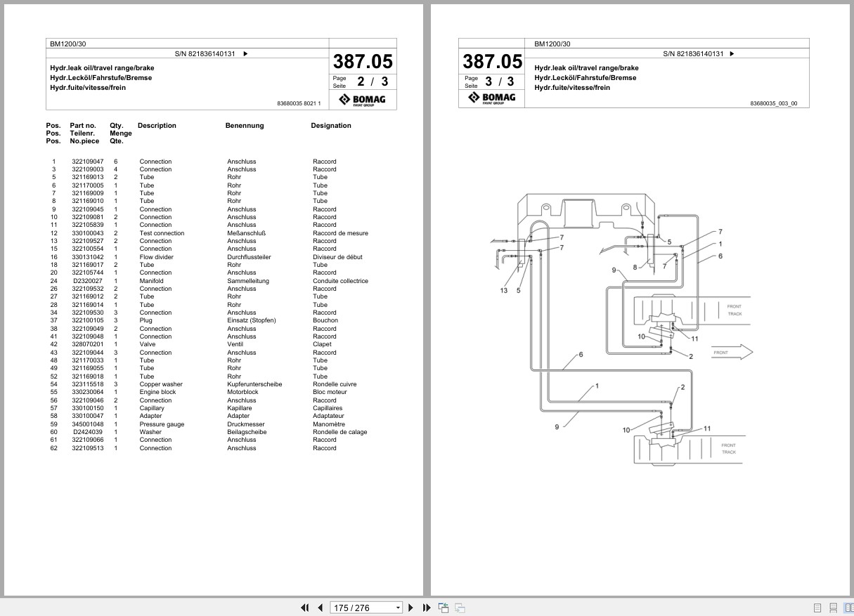 Bomag Cold Milling Planer BM 1200 30 Spare Parts Catalog 2006 2007 EN DE FR (2)