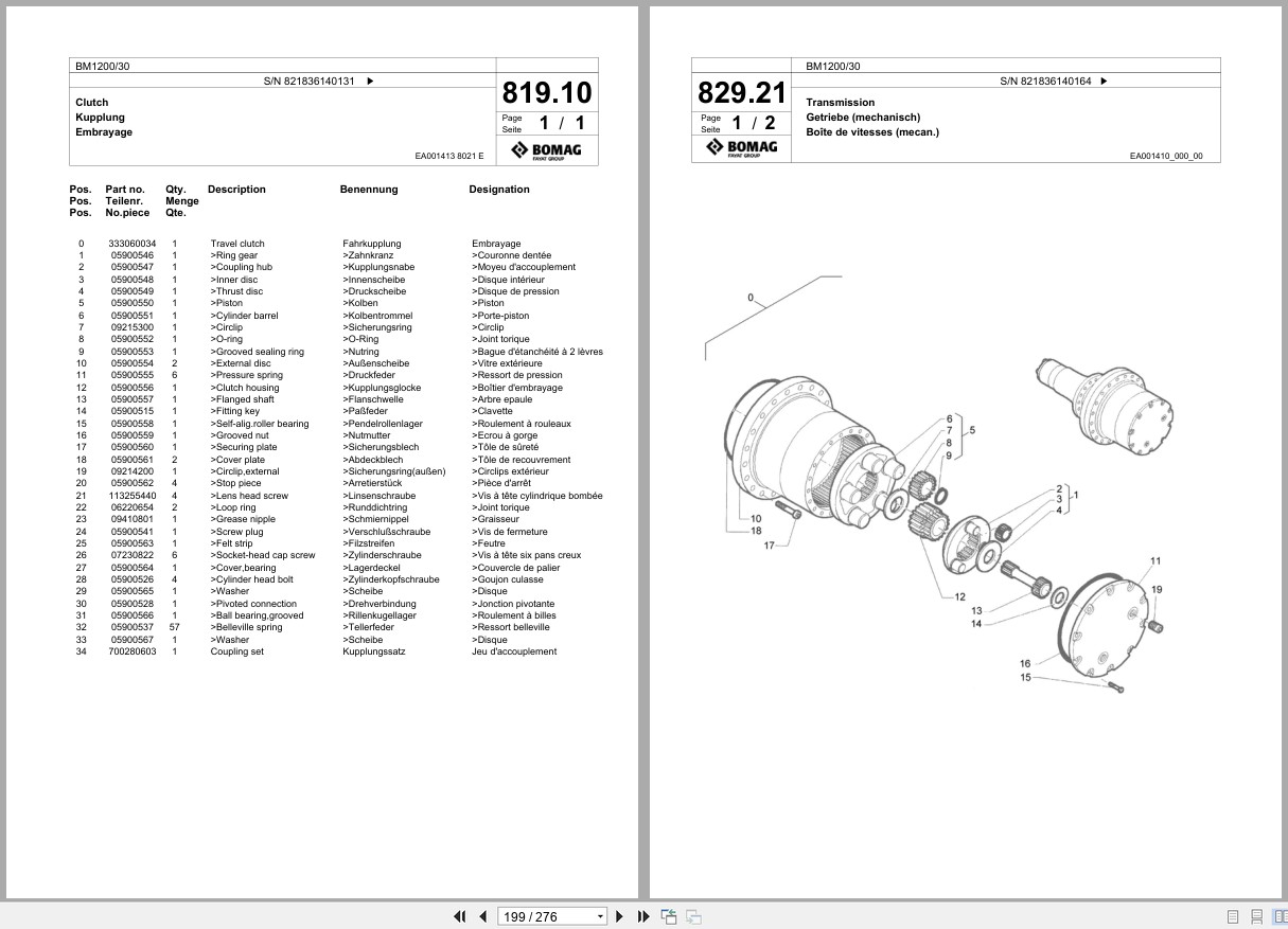 Bomag Cold Milling Planer BM 1200 30 Spare Parts Catalog 2006 2007 EN DE FR (3)