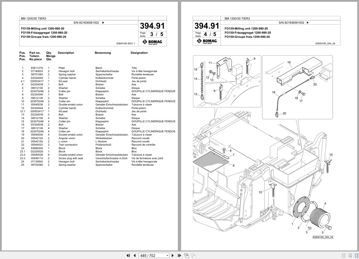 Bomag Cold Milling Planer BM 1200 30 TIER3 Spare Parts Catalog 2017 2018 EN DE FR (2)