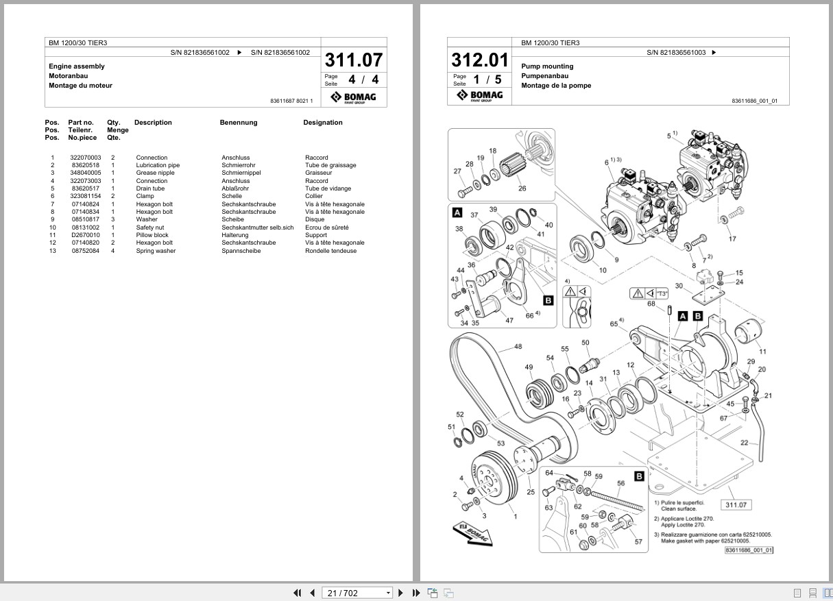 Bomag Cold Milling Planer BM 1200 30 TIER3 Spare Parts Catalog 2017 2018 EN DE FR (3)