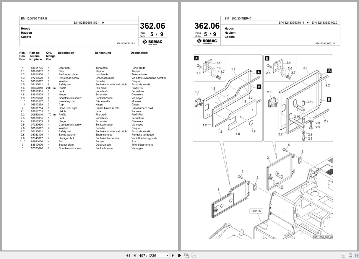 Bomag Cold Milling Planer BM 1200 30 TIER4f Spare Parts Catalog 2015 2024 EN DE FR (2)