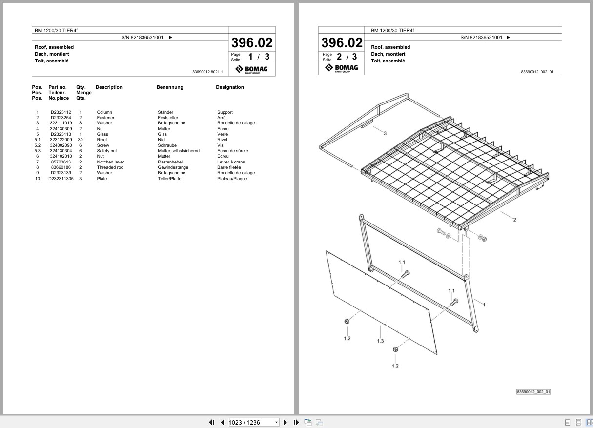Bomag Cold Milling Planer BM 1200 30 TIER4f Spare Parts Catalog 2015 2024 EN DE FR (3)