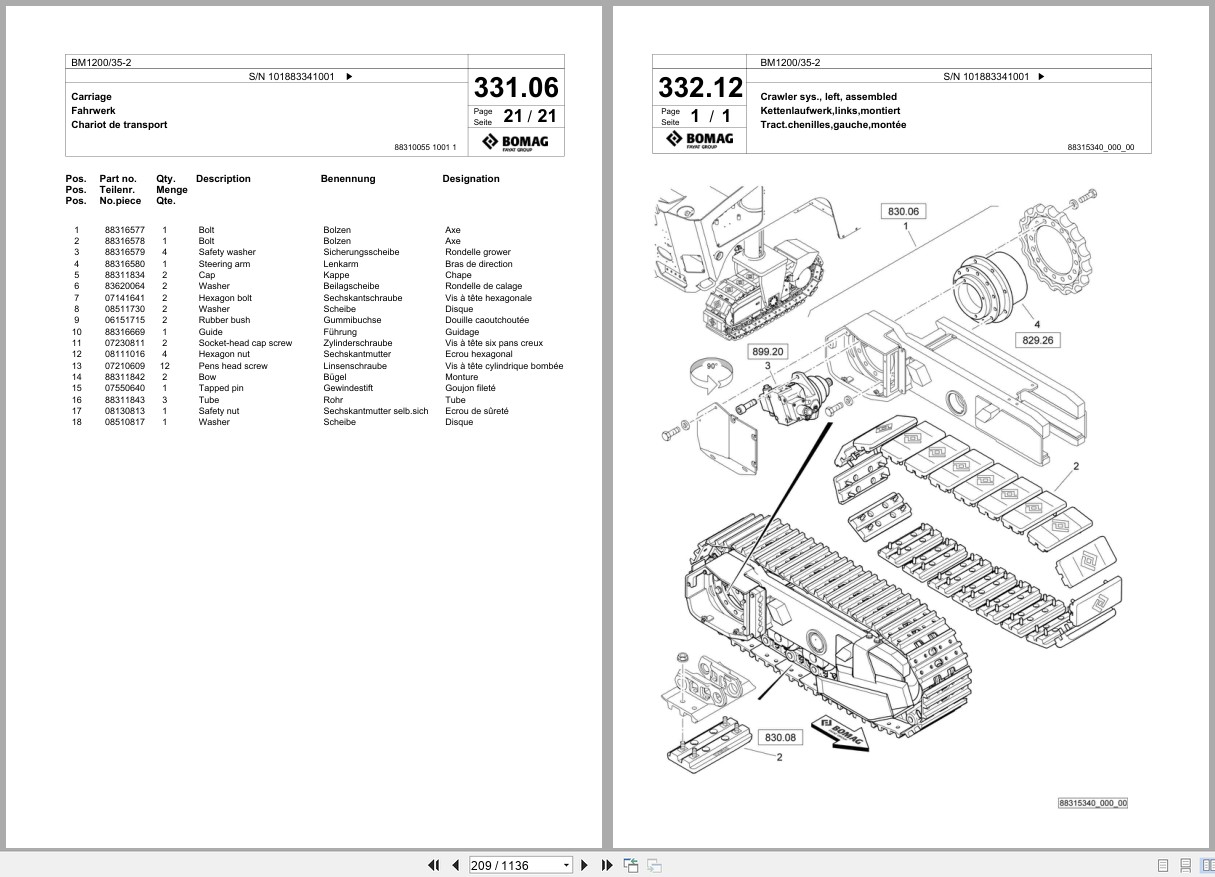 Bomag Cold Milling Planer BM 1200 35 2 Spare Parts Catalog 2021 2022 EN DE FR (3)