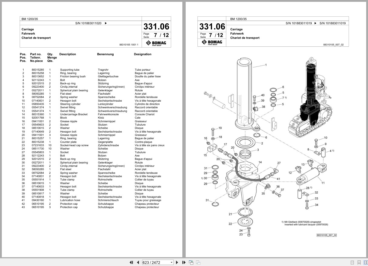 Bomag Cold Milling Planer BM 1200 35 Spare Parts Catalog 2014 2016 EN DE FR (2)