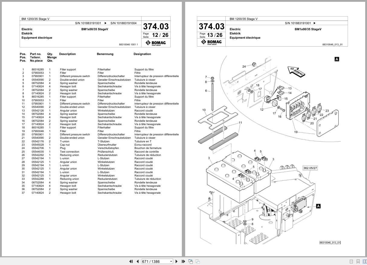 Bomag Cold Milling Planer BM 1200 35 Stage V Spare Parts Catalog 2020 2021 EN DE FR (3)