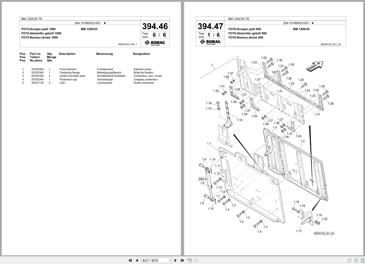 Bomag Cold Milling Planer BM 1200 35 TE Spare Parts Catalog 2018 EN DE FR (3)