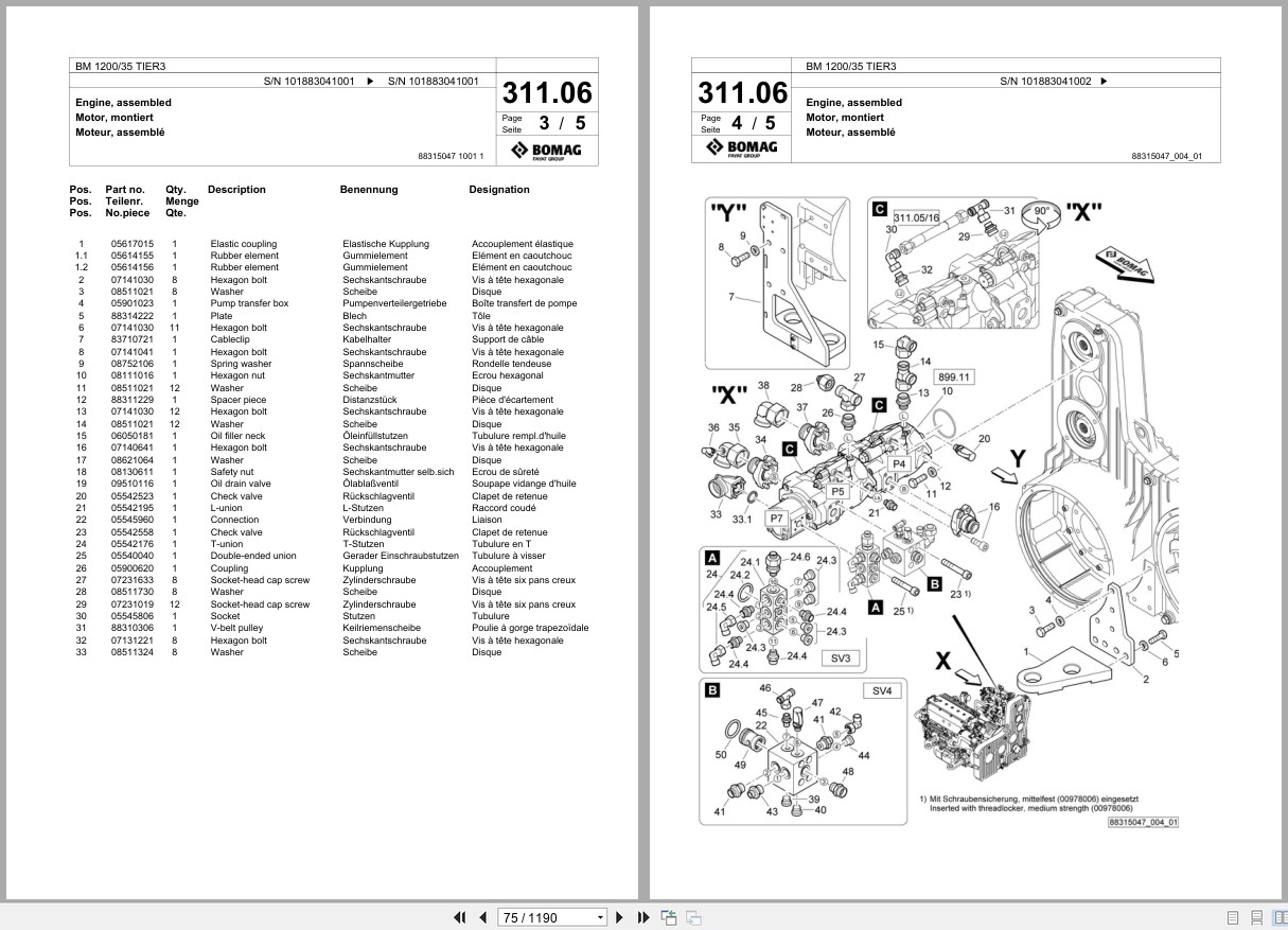 Bomag Cold Milling Planer BM 1200 35 TIER3 Spare Parts Catalog 2016 2017 EN DE FR (3)