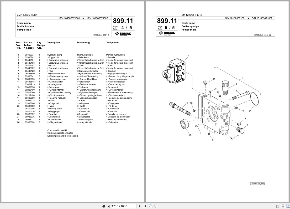 Bomag Cold Milling Planer BM 1200 35 TIER4 Spare Parts Catalog 2015 2016 EN DE FR (2)