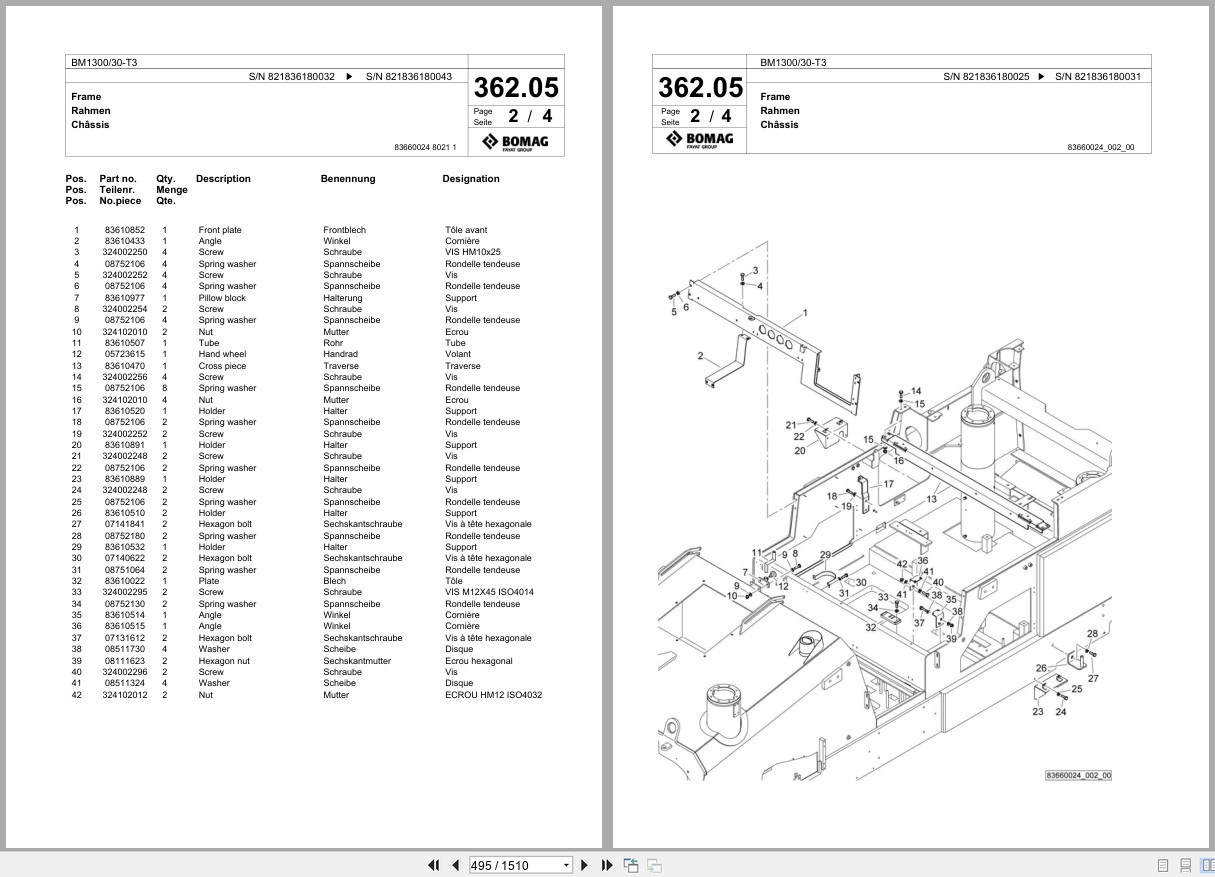 Bomag Cold Milling Planer BM 1300 30 T3 Spare Parts Catalog 2007 2010 EN DE FR (3)