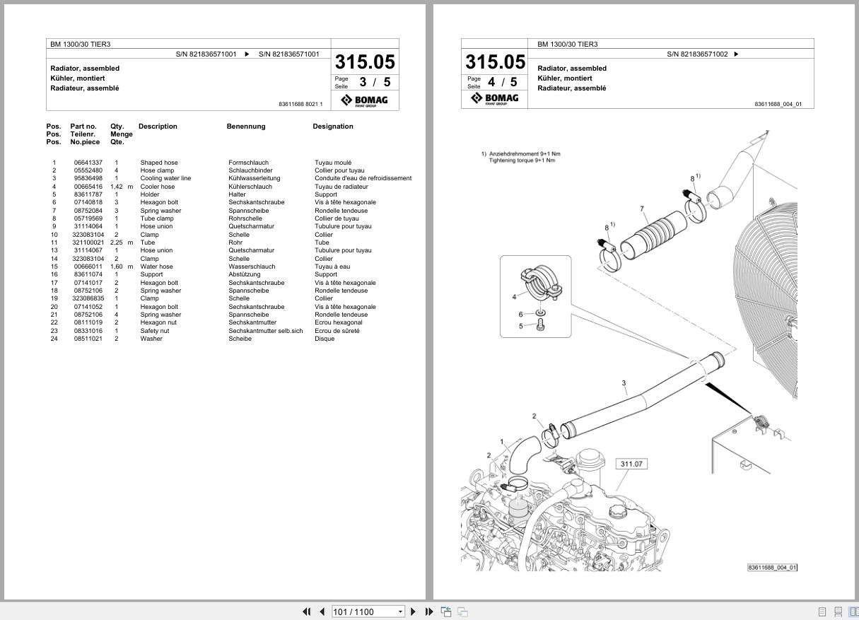 Bomag Cold Milling Planer BM 1300 30 TIER3 Spare Parts Catalog 2016 2023 EN DE FR (3)