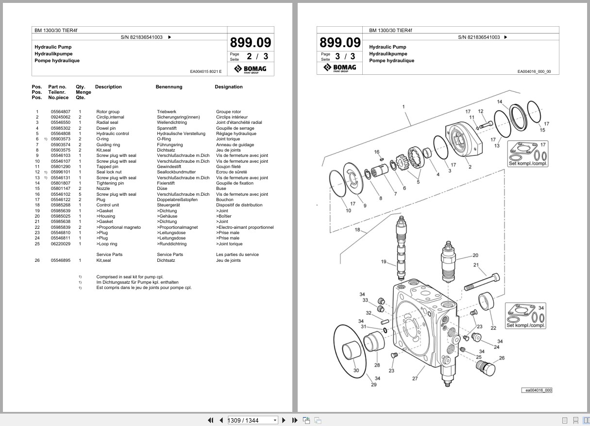Bomag Cold Milling Planer BM 1300 30 TIER4f Spare Parts Catalog 2015 2024 EN DE FR (3)