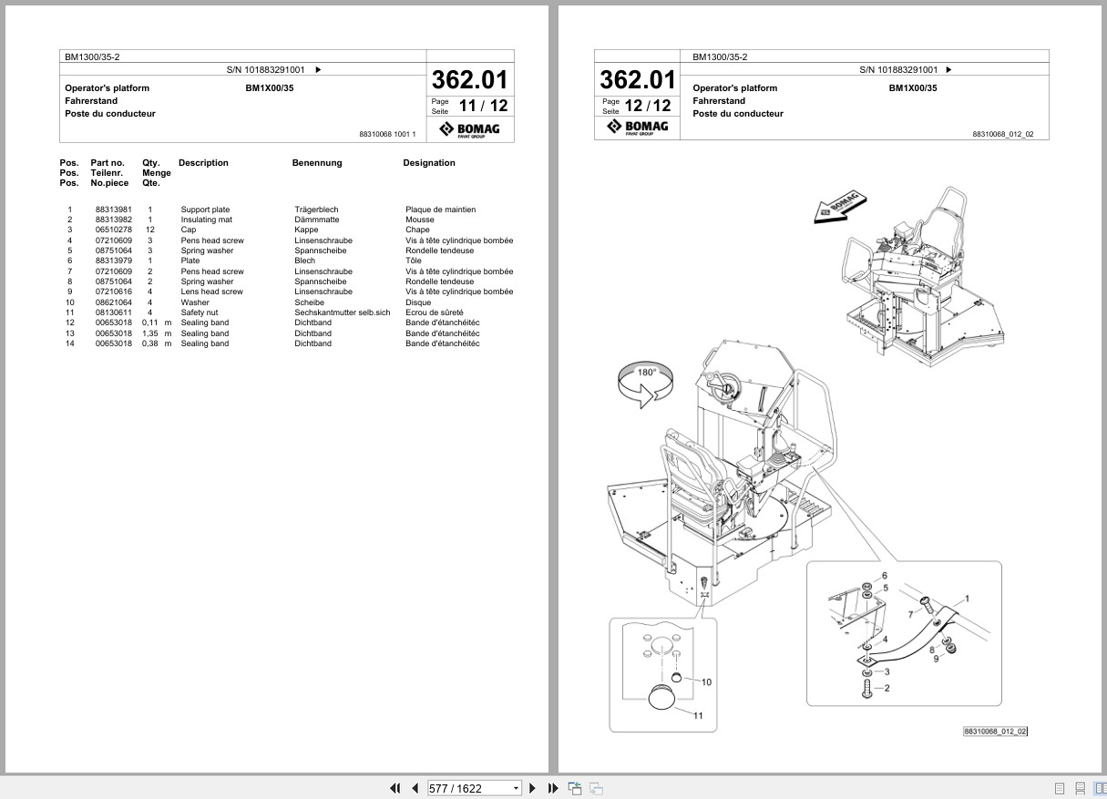 Bomag Cold Milling Planer BM 1300 35 2 Spare Parts Catalog 09.2021 03.2025 EN DE FR (3)