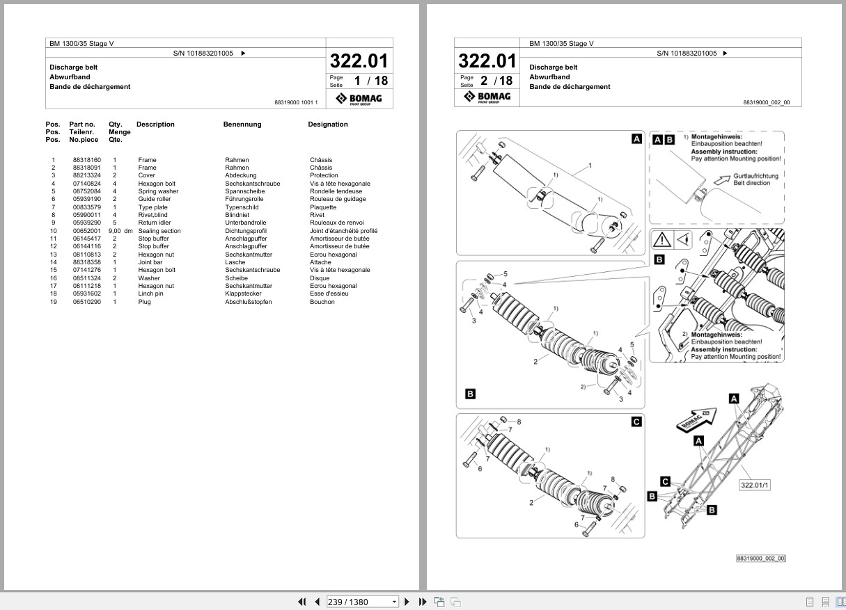 Bomag Cold Milling Planer BM 1300 35 Stage V Spare Parts Catalog 2019 2020 EN DE FR (2)