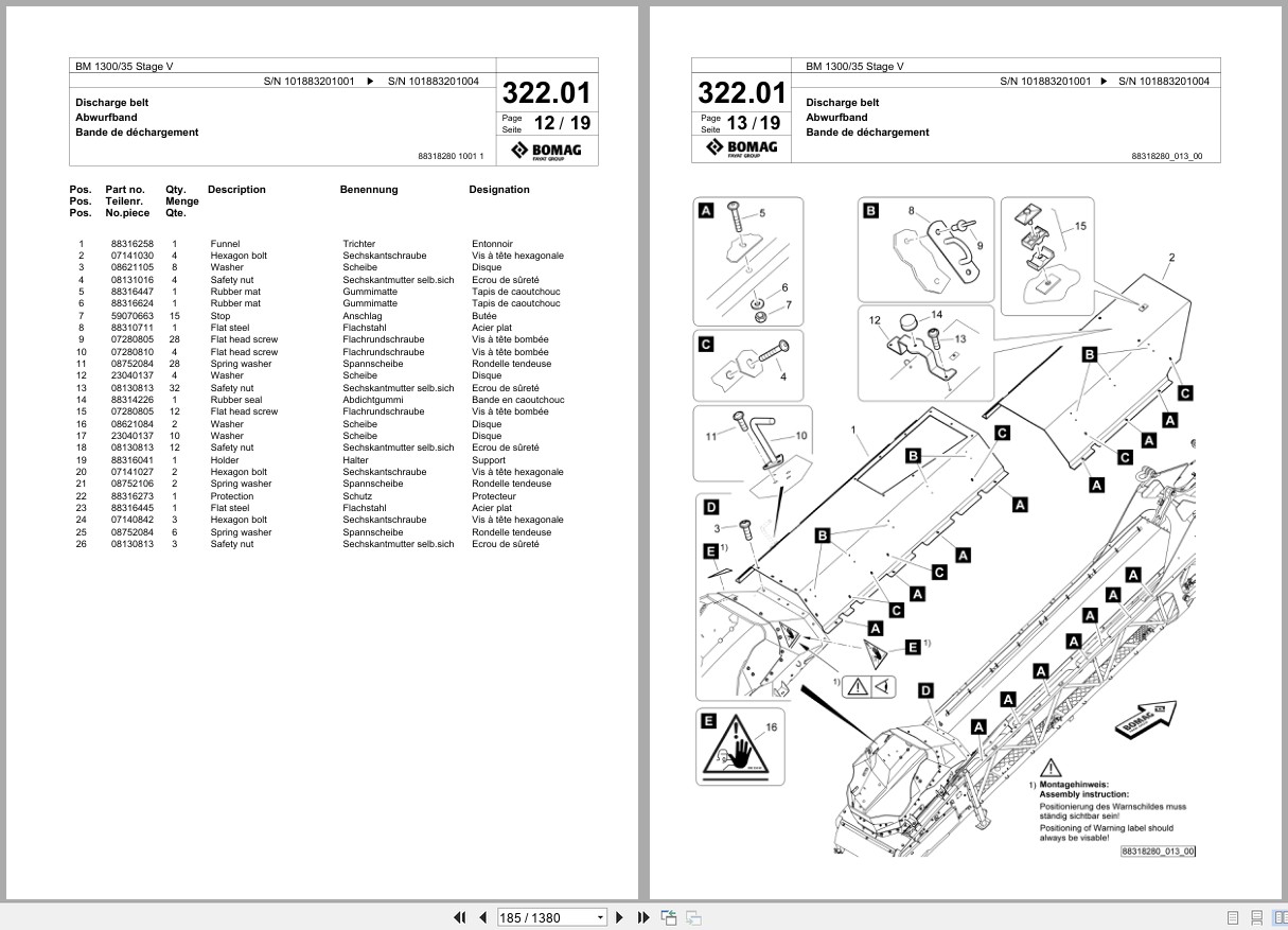 Bomag Cold Milling Planer BM 1300 35 Stage V Spare Parts Catalog 2019 2020 EN DE FR (3)