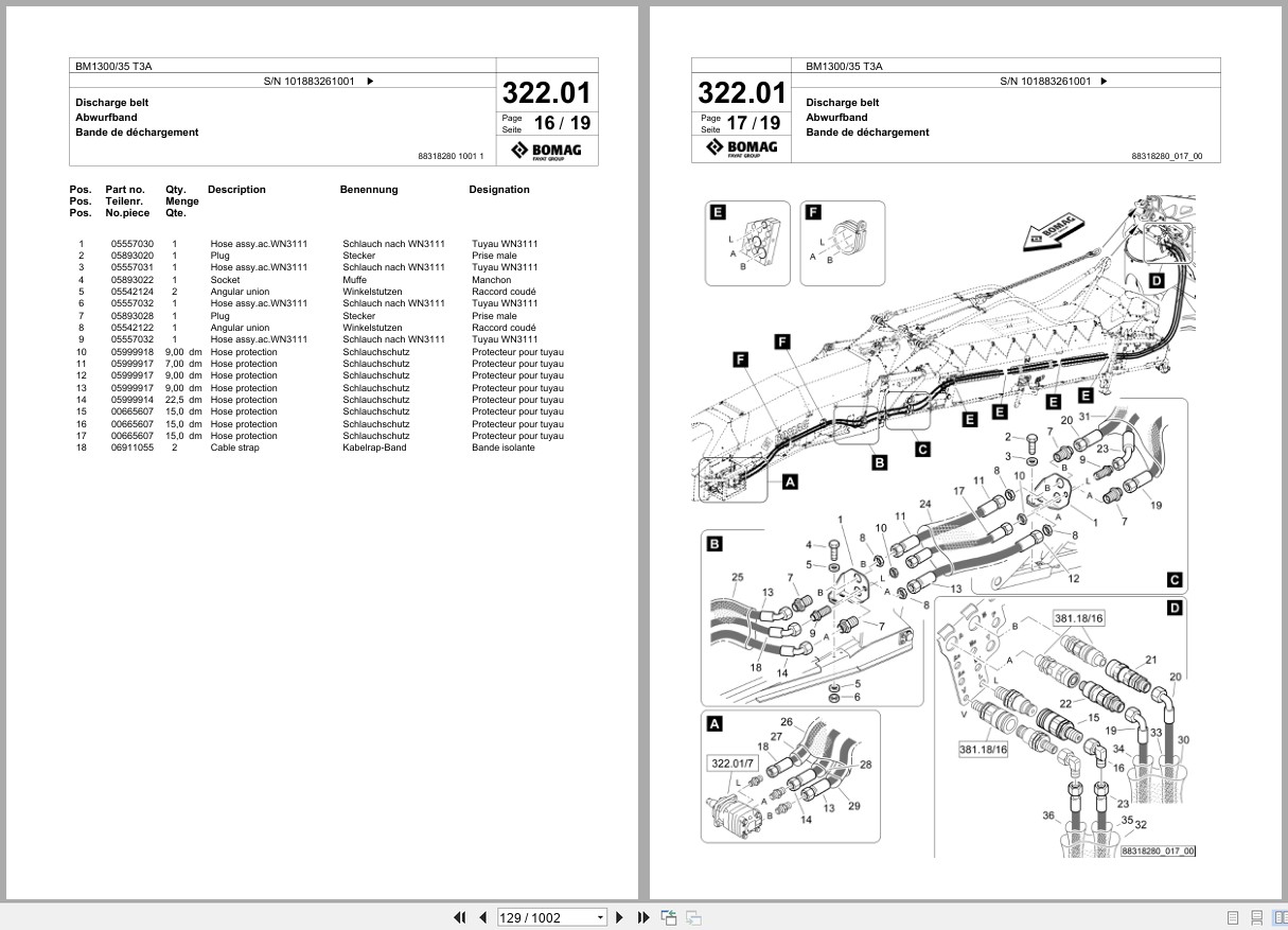 Bomag Cold Milling Planer BM 1300 35 T3A Spare Parts Catalog 2019 EN DE FR (3)
