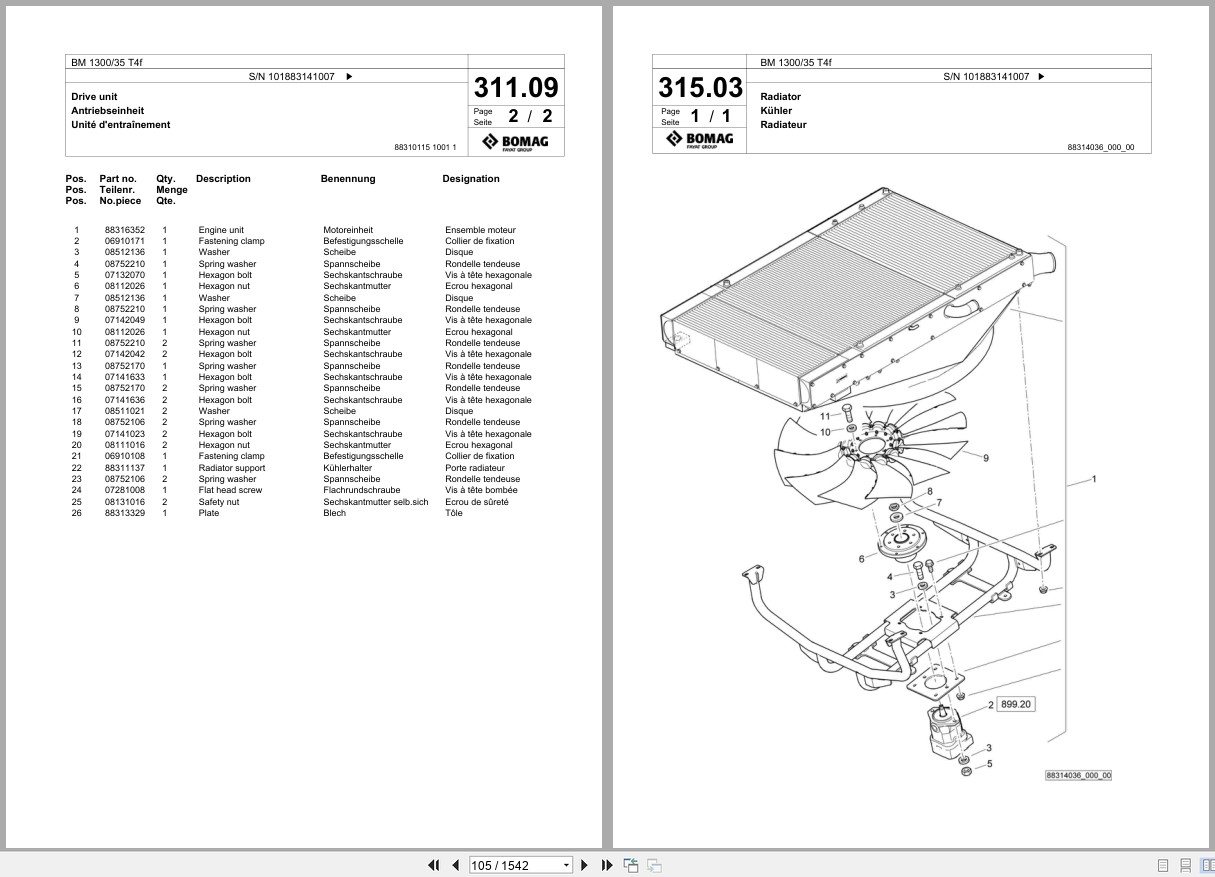 Bomag Cold Milling Planer BM 1300 35 T4f Spare Parts Catalog 2017 2019 EN DE FR (2)