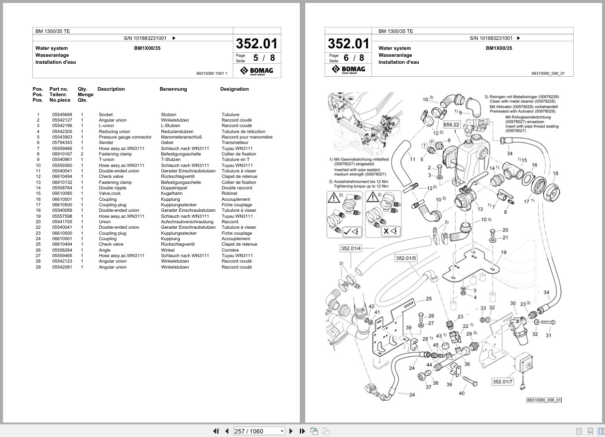 Bomag Cold Milling Planer BM 1300 35 TE Spare Parts Catalog 2019 EN DE FR (2)