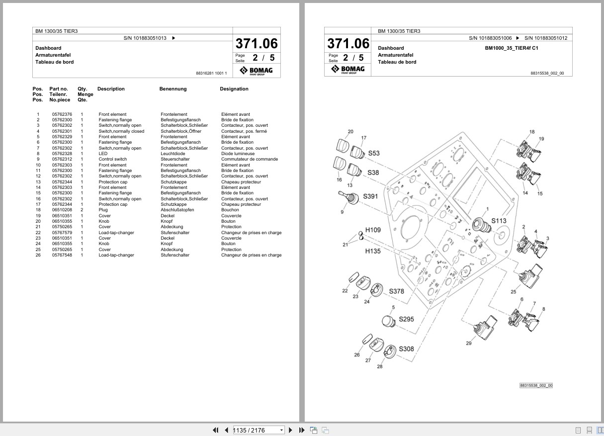 Bomag Cold Milling Planer BM 1300 35 TIER3 Spare Parts Catalog 2014 2017 EN DE FR (3)