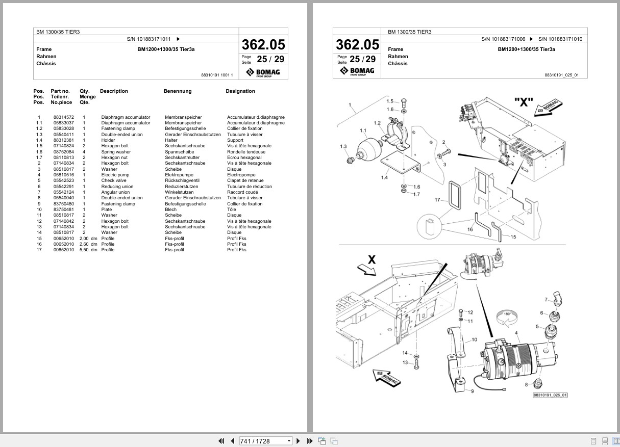 Bomag Cold Milling Planer BM 1300 35 TIER3 Spare Parts Catalog 2017 2019 EN DE FR (3)