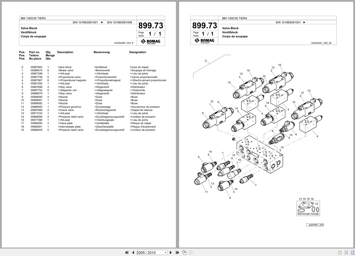 Bomag Cold Milling Planer BM 1300 35 TIER4 Spare Parts Catalog 2015 2017 EN DE FR (2)