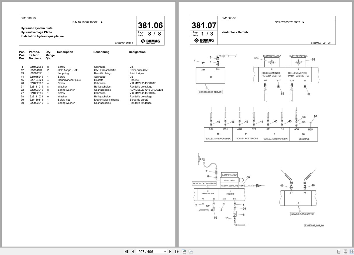 Bomag Cold Milling Planer BM 1500 50 Spare Parts Catalog 2008 EN DE FR (3)