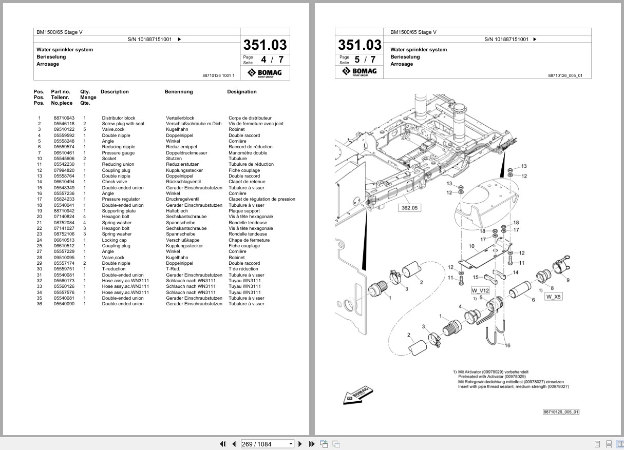 Bomag Cold Milling Planer BM 1500 65 Stage V Spare Parts Catalog 2022 EN DE FR (2)