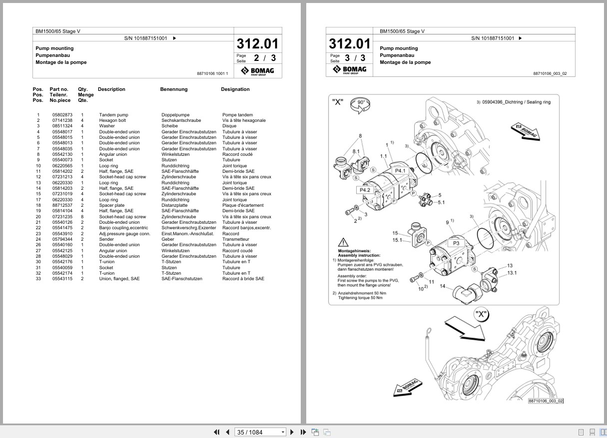 Bomag Cold Milling Planer BM 1500 65 Stage V Spare Parts Catalog 2022 EN DE FR (3)