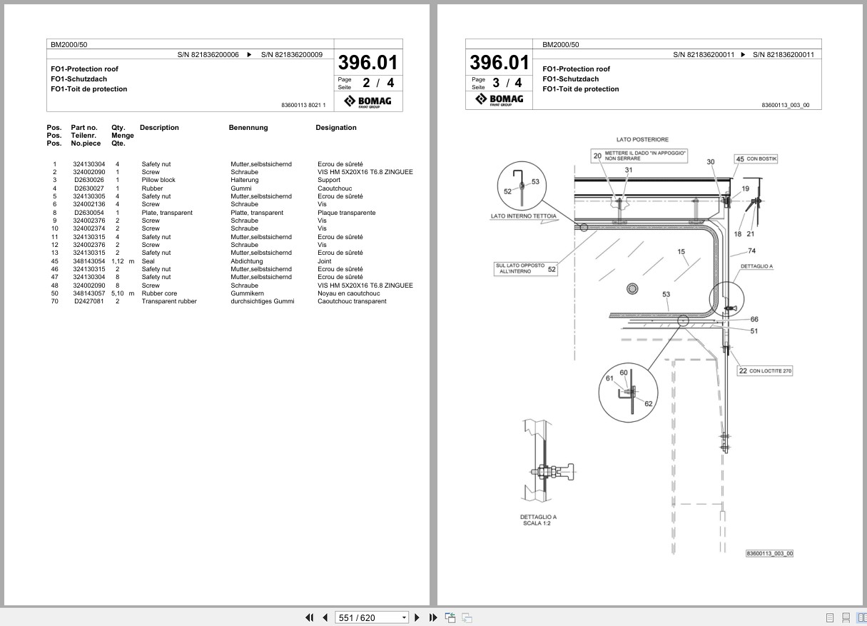 Bomag Cold Milling Planer BM 2000 50 Spare Parts Catalog 2007 2011 EN DE FR (2)