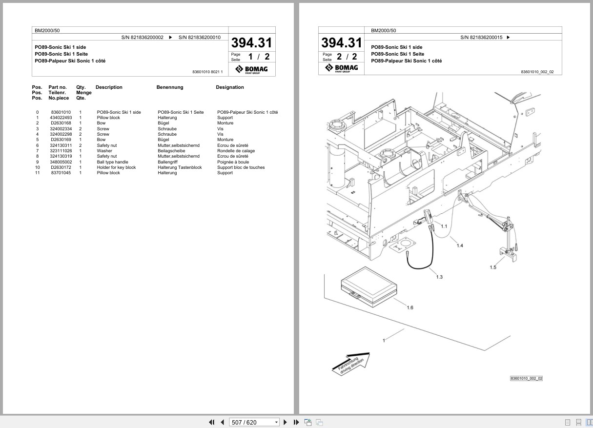 Bomag Cold Milling Planer BM 2000 50 Spare Parts Catalog 2007 2011 EN DE FR (3)