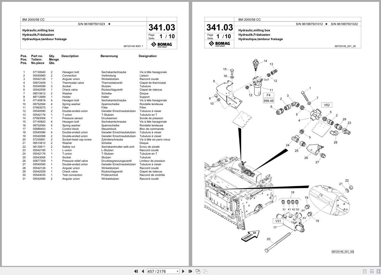 Bomag Cold Milling Planer BM 2000 58 CC Spare Parts Catalog 2022 2025 EN DE FR (2)