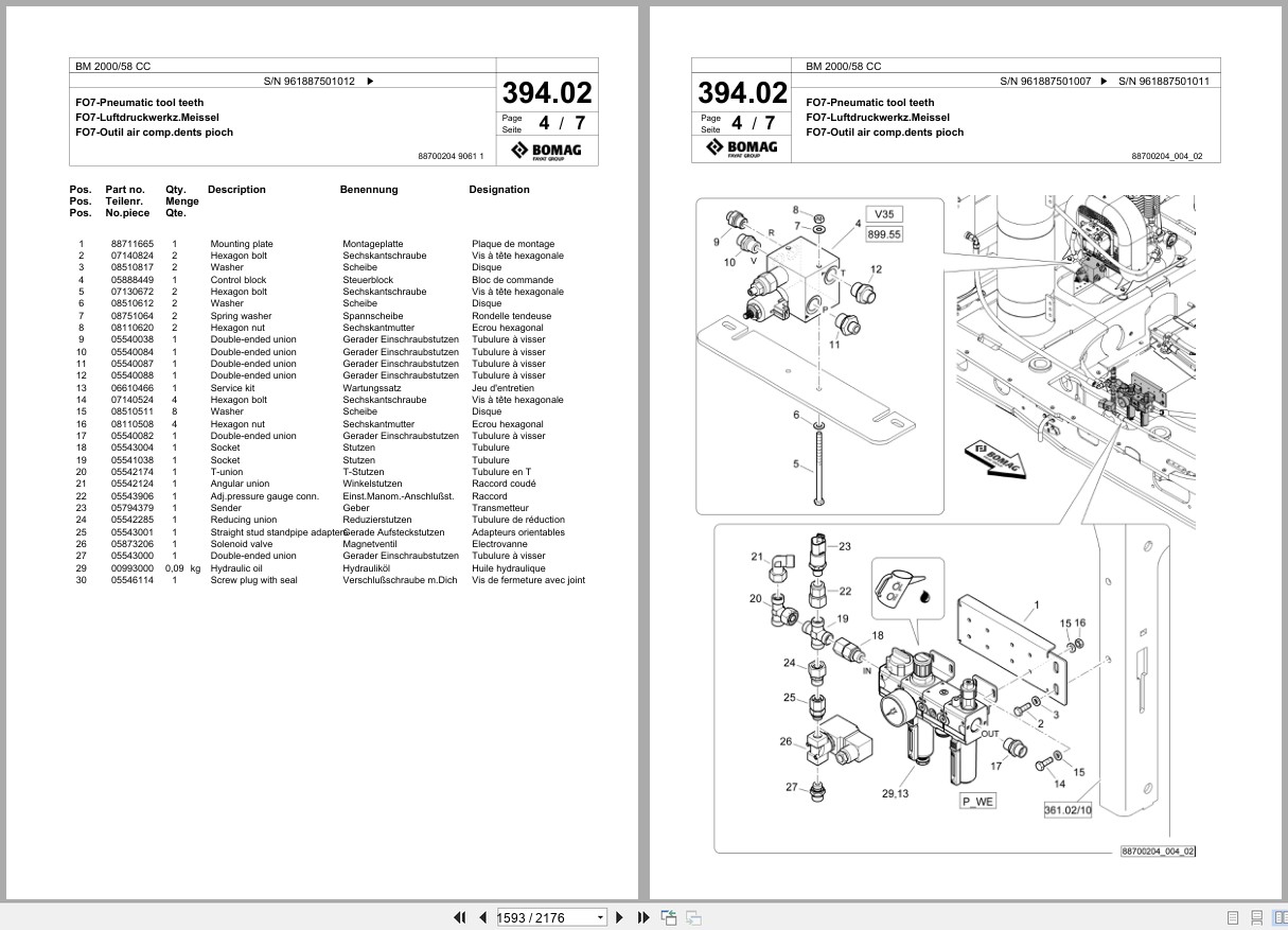 Bomag Cold Milling Planer BM 2000 58 CC Spare Parts Catalog 2022 2025 EN DE FR (3)