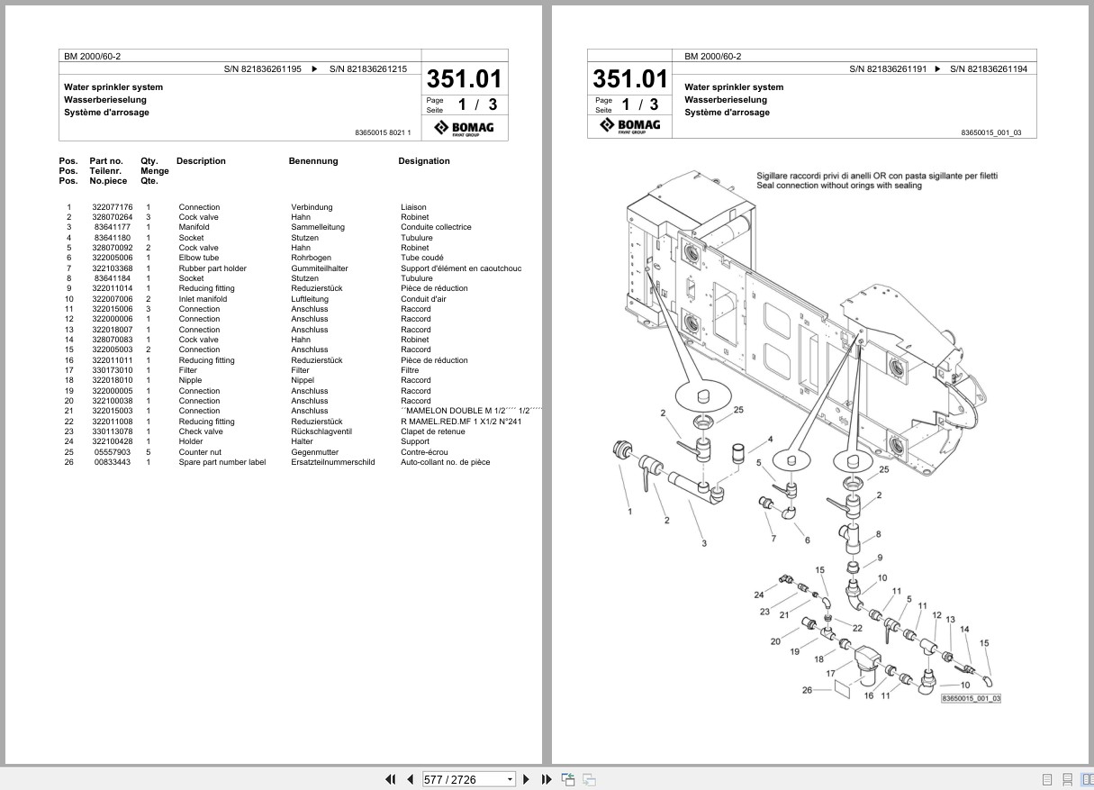 Bomag Cold Milling Planer BM 2000 60 2 Spare Parts Catalog 2008 2022 EN DE FR (2)