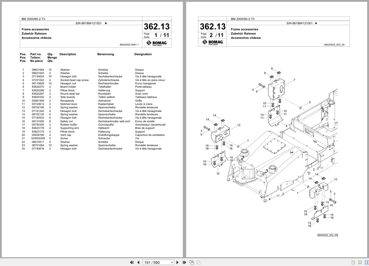 Bomag Cold Milling Planer BM 2000 60 2 T3 Spare Parts Catalog 2018 EN DE FR (3)