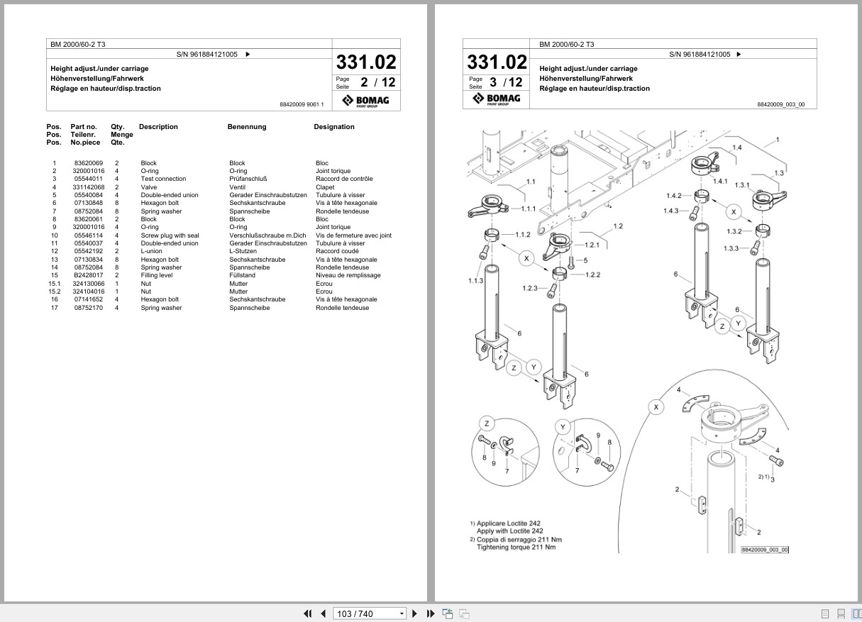 Bomag Cold Milling Planer BM 2000 60 2 T3 Spare Parts Catalog 2020 2021 EN DE FR (3)