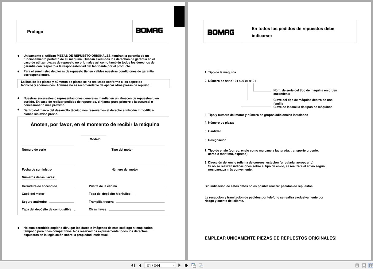 Bomag Cold Milling Planer BM 2000 60 Spare Parts Catalog 2006 2008 EN DE FR (2)