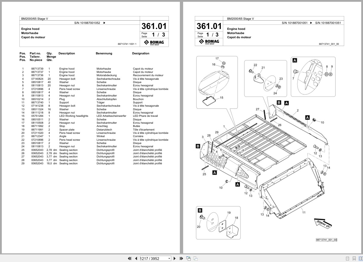 Bomag Cold Milling Planer BM 2000 65 Stage V Spare Parts Catalog 2020 2025 EN DE FR (2)