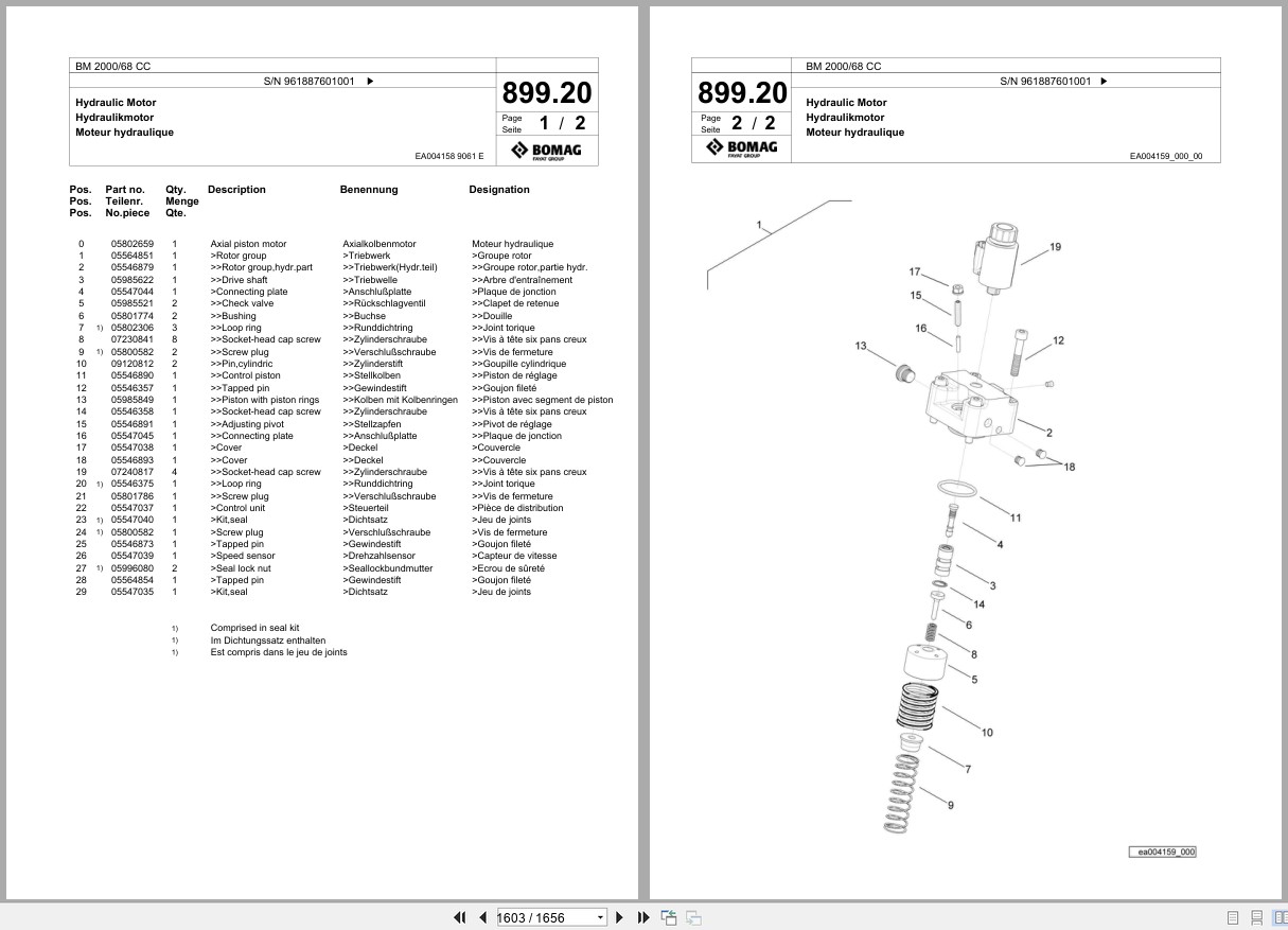 Bomag Cold Milling Planer BM 2000 68 CC Spare Parts Catalog 2023 2024 EN DE FR (2)