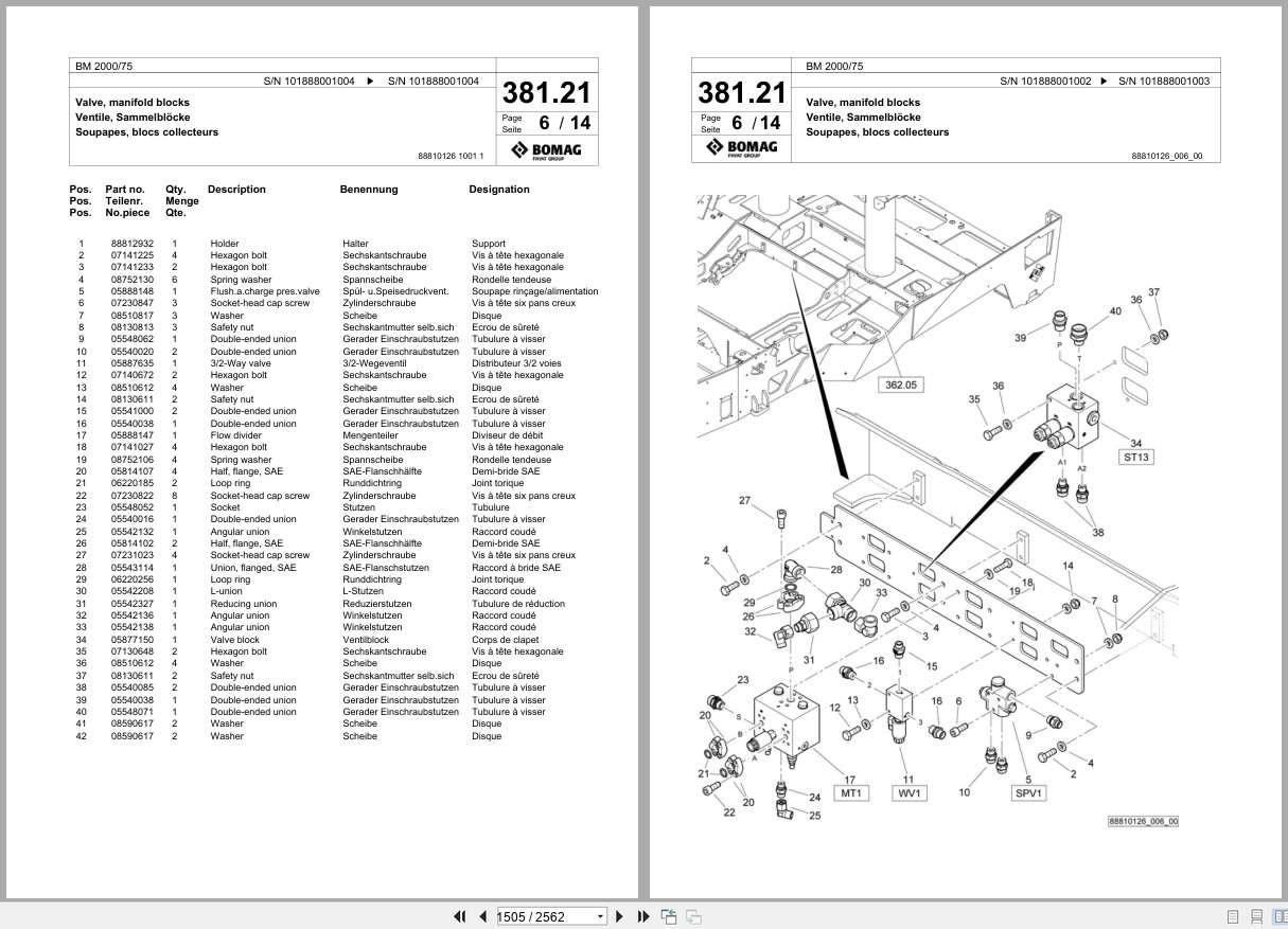 Bomag Cold Milling Planer BM 2000 75 Spare Parts Catalog 2014 2018 EN DE FR (2)