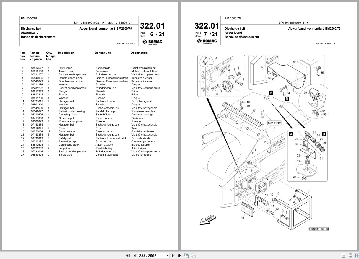 Bomag Cold Milling Planer BM 2000 75 Spare Parts Catalog 2014 2018 EN DE FR (3)