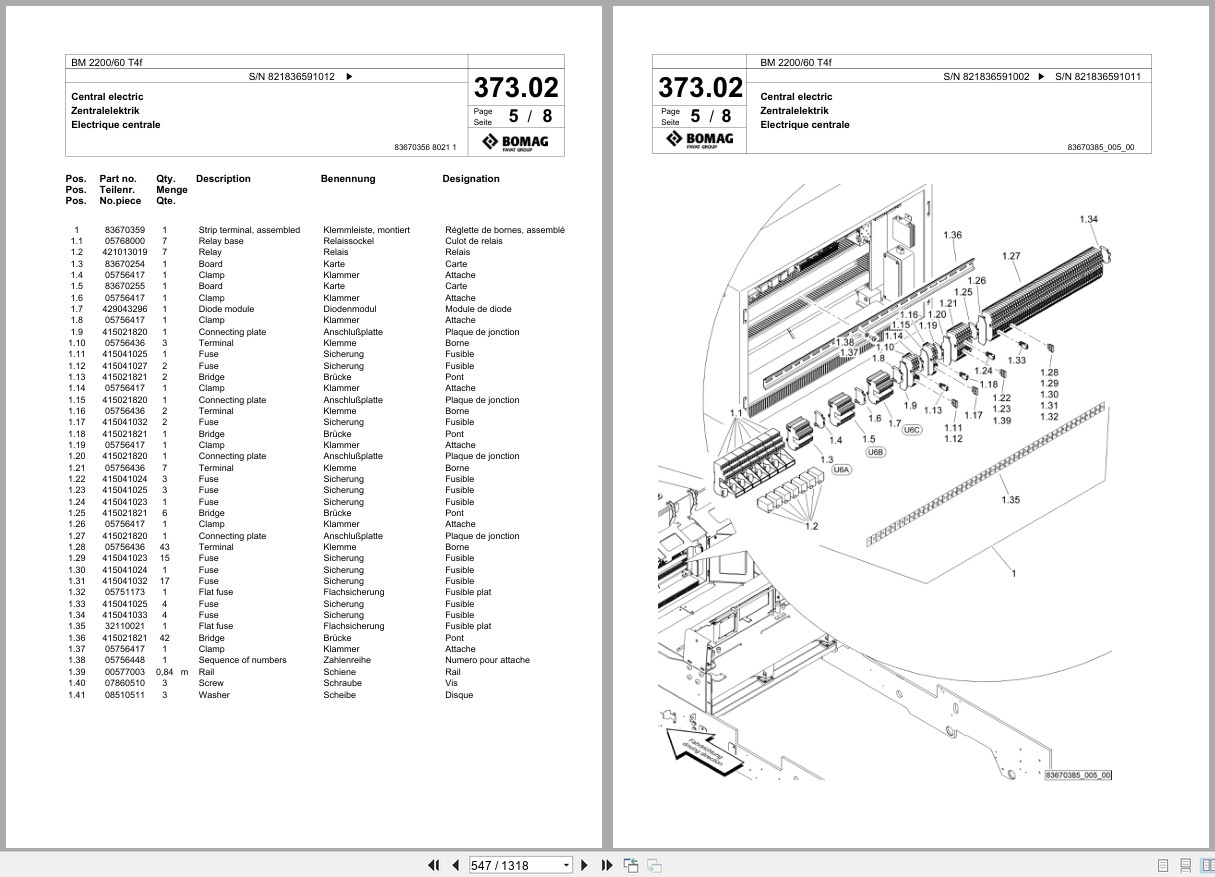 Bomag Cold Milling Planer BM 2200 60 T4f Spare Parts Catalog 2019 2022 EN DE FR (2)