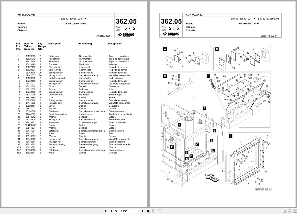Bomag Cold Milling Planer BM 2200 60 T4f Spare Parts Catalog 2019 2022 EN DE FR (3)