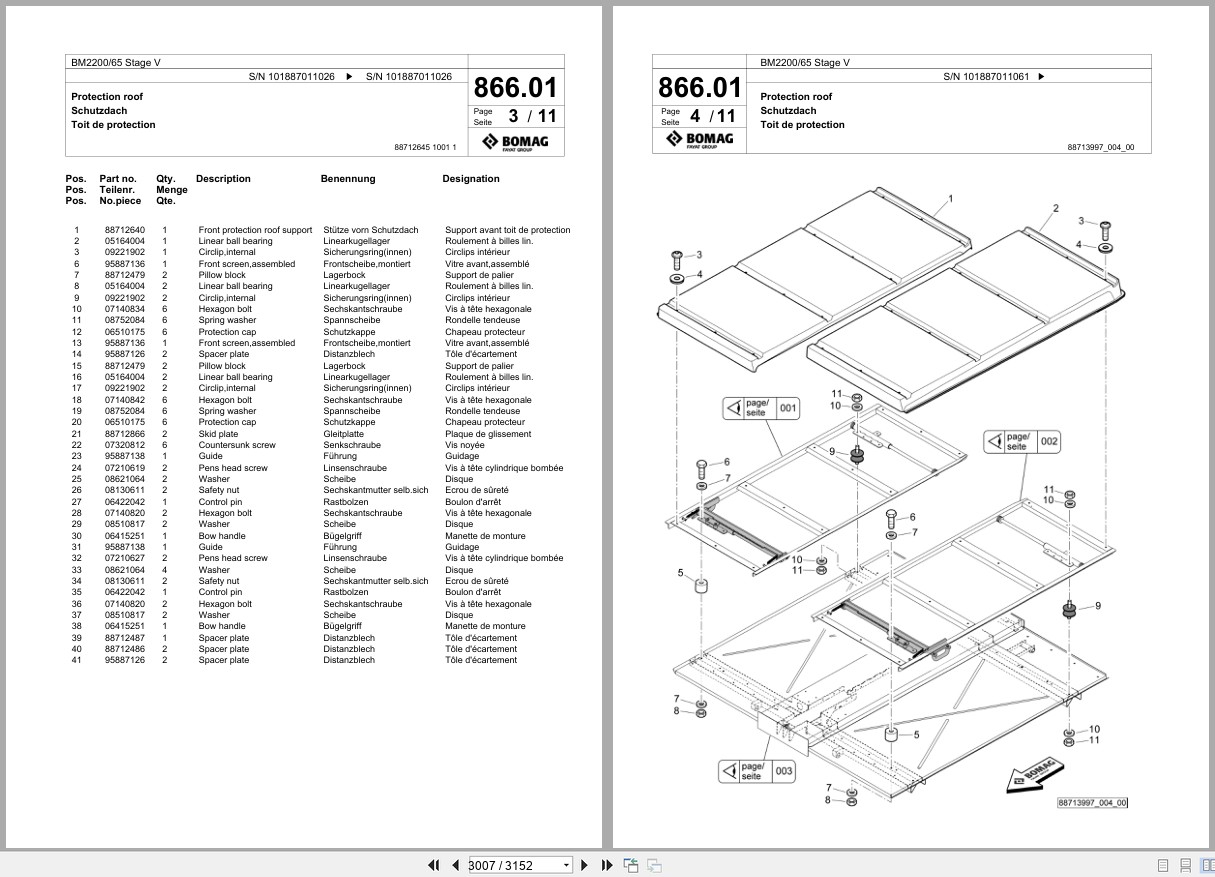 Bomag Cold Milling Planer BM 2200 65 Stage V Spare Parts Catalog 2021 2025 EN DE FR (2)