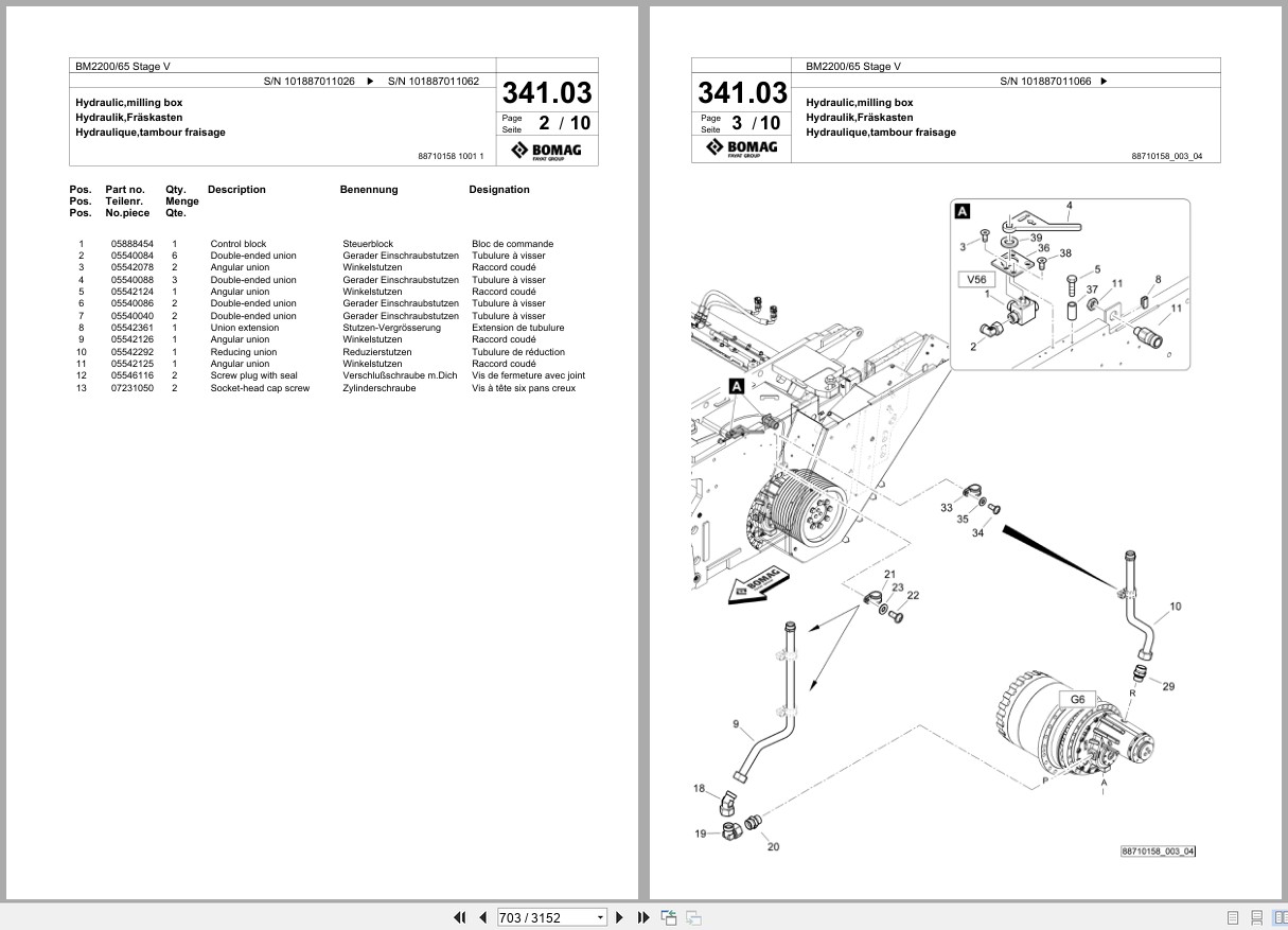 Bomag Cold Milling Planer BM 2200 65 Stage V Spare Parts Catalog 2021 2025 EN DE FR (3)