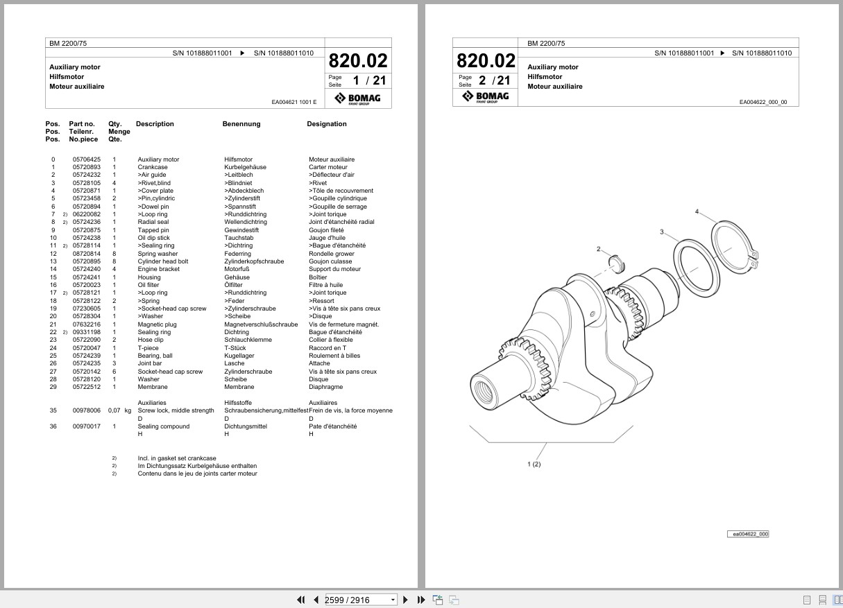 Bomag Cold Milling Planer BM 2200 75 Spare Parts Catalog 2015 2019 EN DE FR (2)
