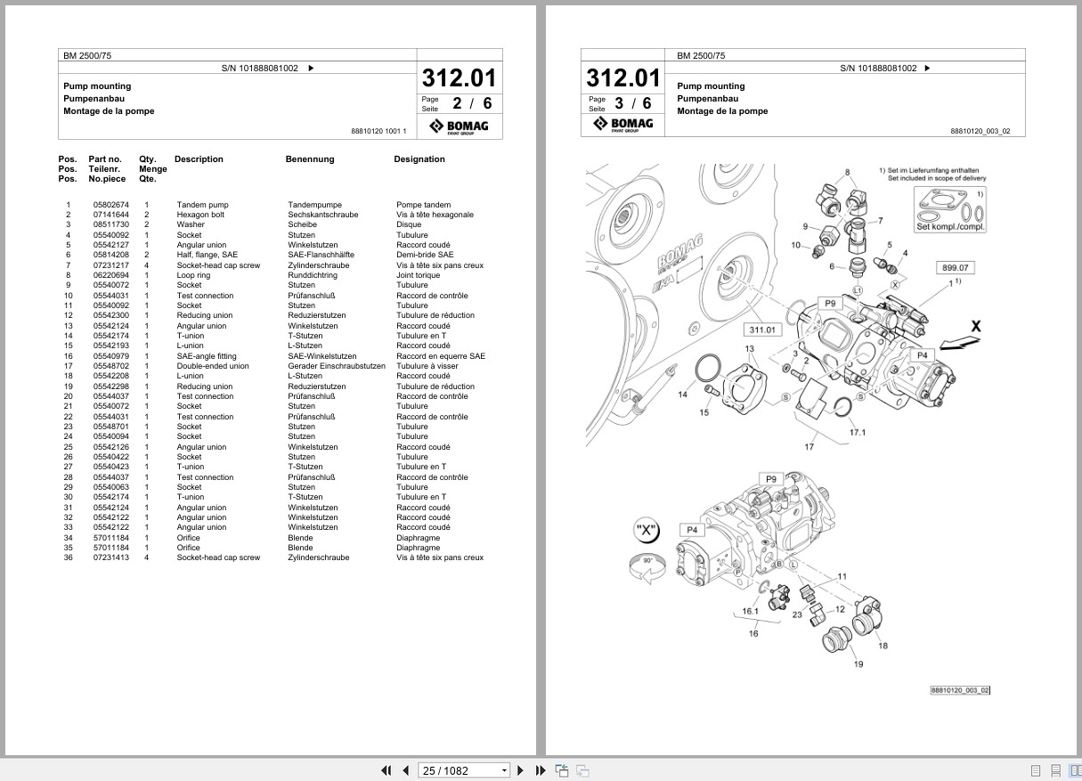 Bomag Cold Milling Planer BM 2500 75 Spare Parts Catalog 2019 2022 EN DE FR (3)