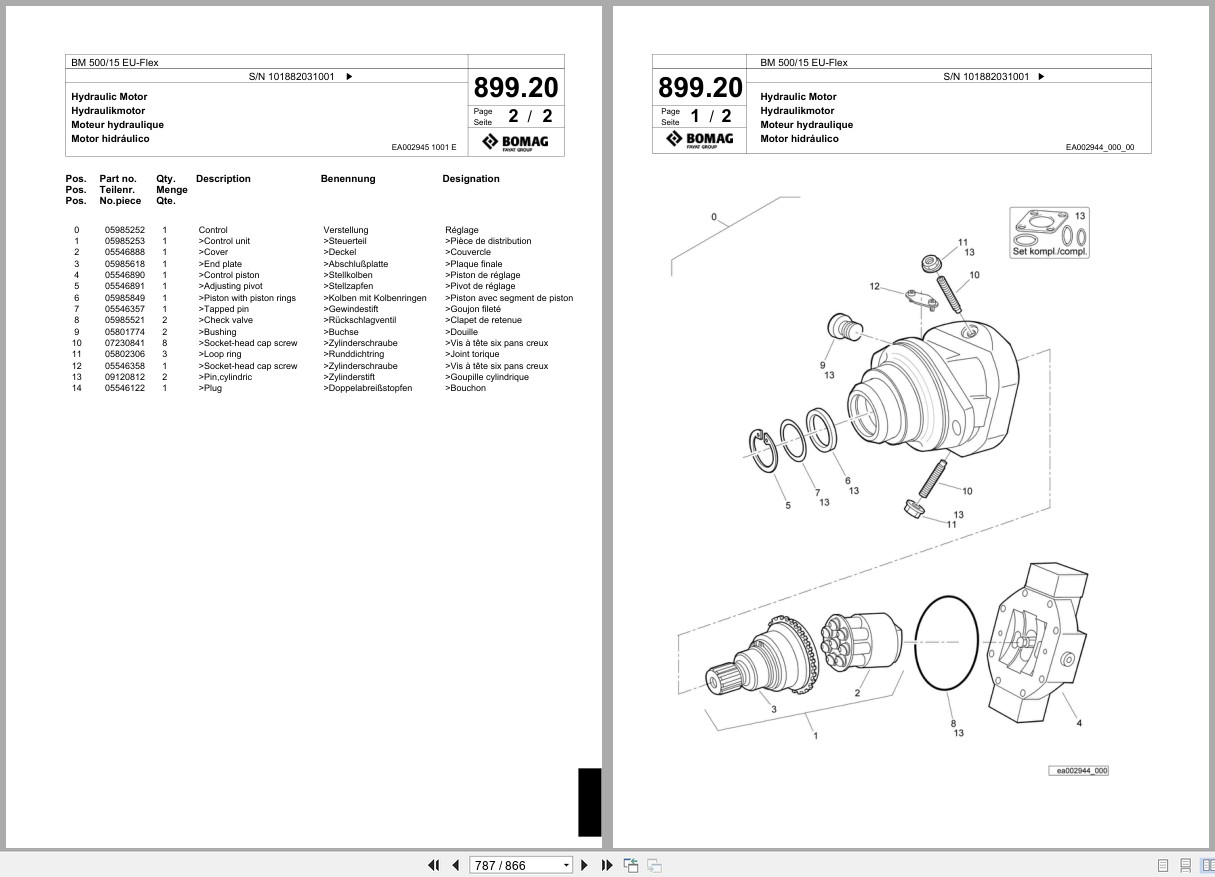 Bomag Cold Milling Planer BM 500 15 EU Flex Spare Parts Catalog 2014 EN DE FR (2)