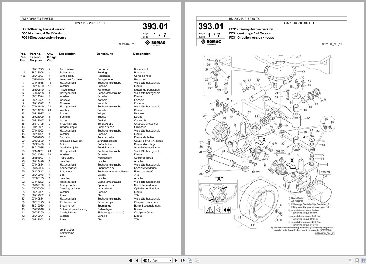 Bomag Cold Milling Planer BM 500 15 EU Flex T4i Spare Parts Catalog 2017 EN DE FR (3)