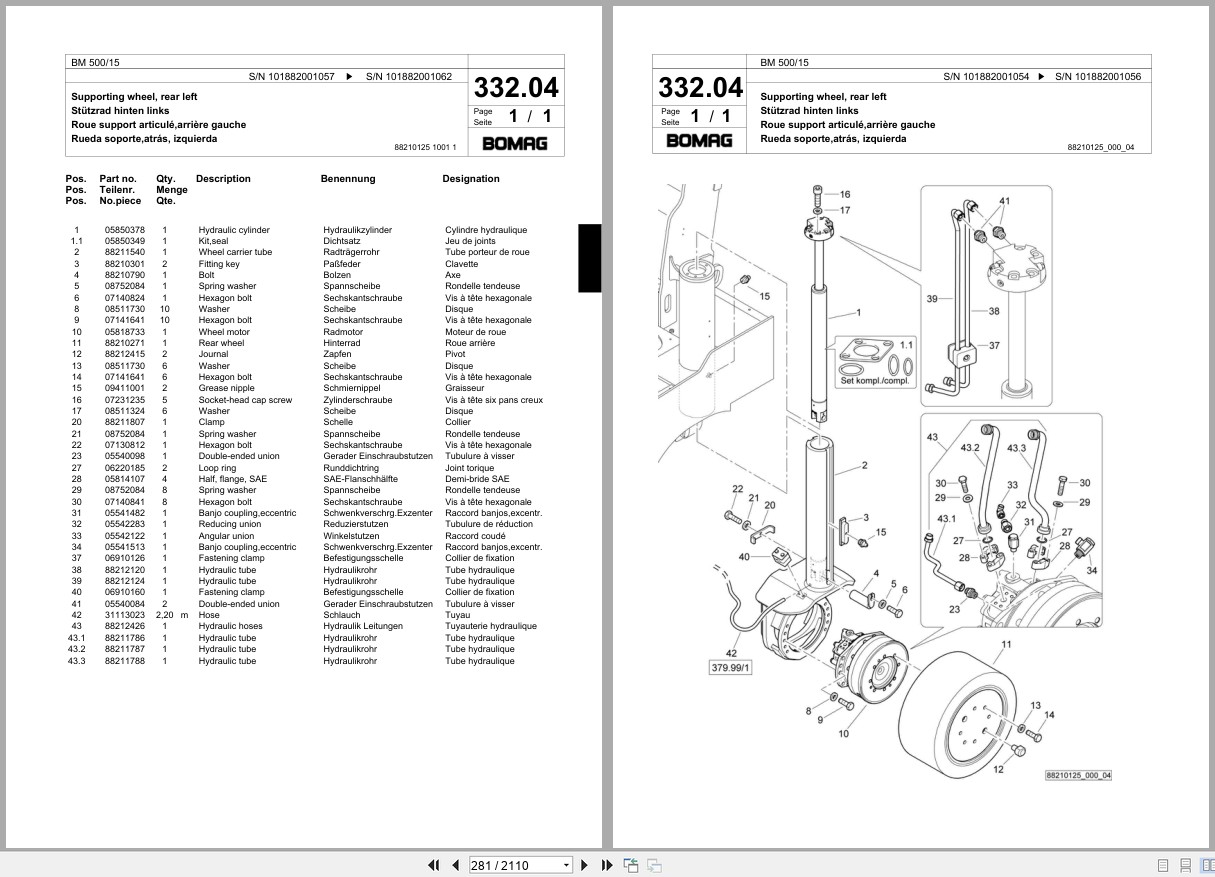 Bomag Cold Milling Planer BM 500 15 Spare Parts Catalog 2010 2013 EN DE FR (2)